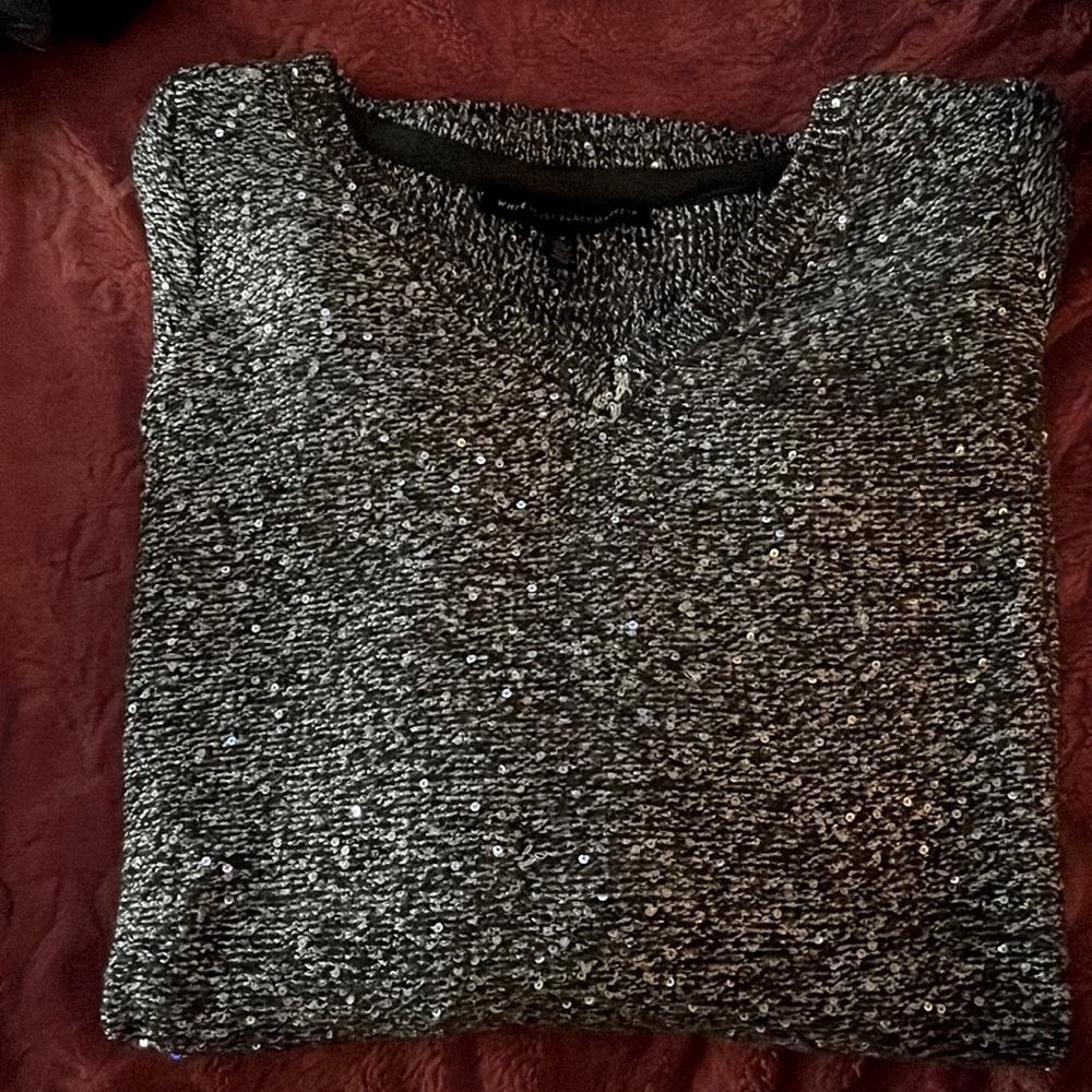 Long sleeve sequins sweater dress dark gray